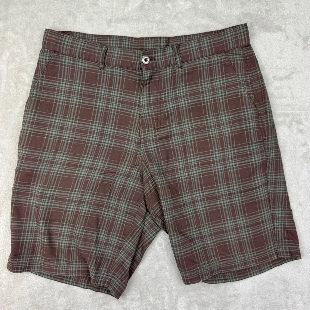 Patagonia‎ Shorts Mens 34 Brown Plaid Organic Cotton Casual Hiking Golf Prep